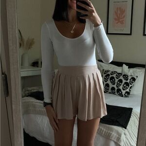 Beige Pleated Skort